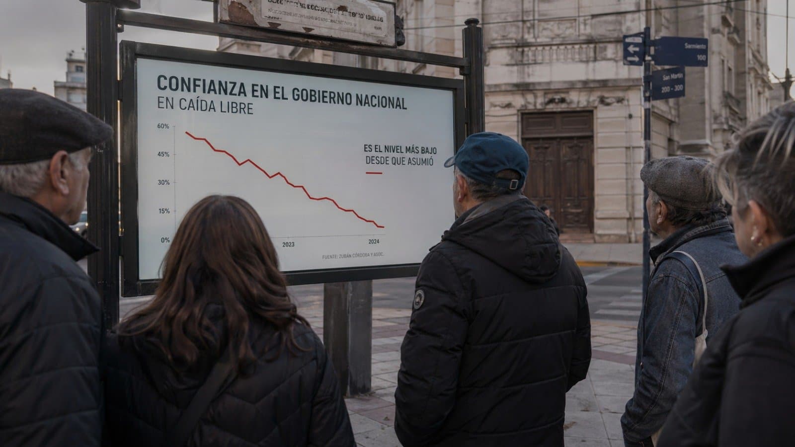 La confianza en el Gobierno cayó 12,1% en abril y tocó su peor nivel desde que asumió Milei